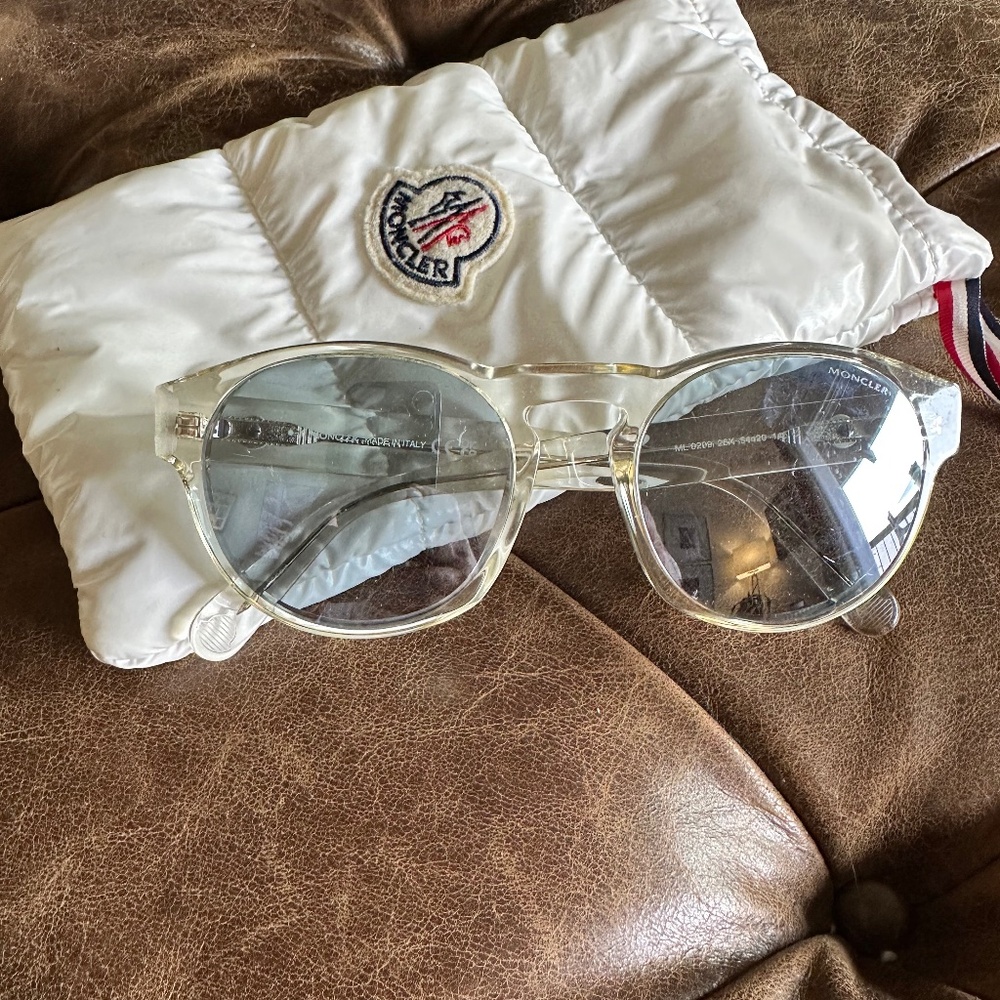 Moncler Sunglasses - Clear frame blue lens w/slight mirror